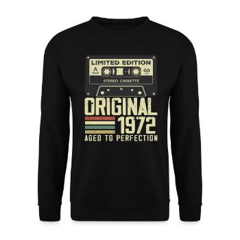 52e Cadeau Anniversaire Style rétro 1972 - Sweat-shirt Unisexe - noir - Devant - Alina (178cm) & Michal (187cm)