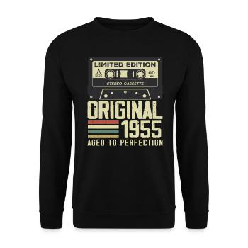 69th Retro Style Anniversary Gift 1955 - Unisex Sweatshirt - black - Front - Alina (178cm) & Michal (187cm)