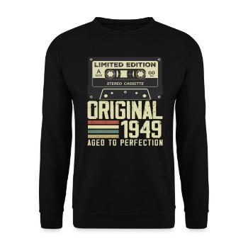 75th Retro Style Anniversary Gift 1949 - Unisex Sweatshirt - black - Front - Alina (178cm) & Michal (187cm)
