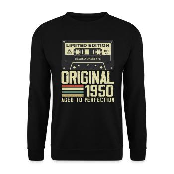 74e Cadeau Anniversaire Style rétro 1950 - Sweat-shirt Unisexe - noir - Devant - Alina (178cm) & Michal (187cm)