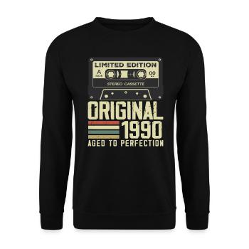 34e Cadeau Anniversaire Style rétro 1990 - Sweat-shirt Unisexe - noir - Devant - Alina (178cm) & Michal (187cm)