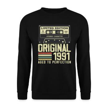 33e Cadeau Anniversaire Style rétro 1991 - Sweat-shirt Unisexe - noir - Devant - Alina (178cm) & Michal (187cm)