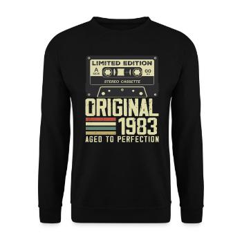 41. Jubiläumsgeschenk im Retro-Stil 1983 - Unisex Pullover - Schwarz - Vorne - Alina (178cm) & Michal (187cm)