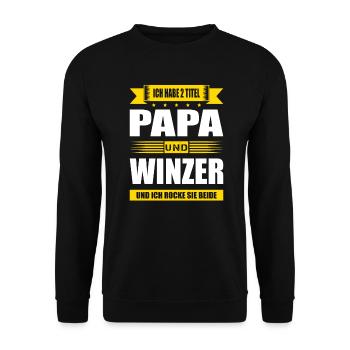 Zwei Titel Papa Und Winzer Spruch Weinanbau - Unisex Pullover - Schwarz - Vorne - Alina (178cm) & Michal (187cm)