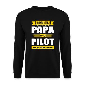 Zwei Titel Papa Und Pilot Flugzeugführer Kapitän - Unisex Pullover - Schwarz - Vorne - Alina (178cm) & Michal (187cm)