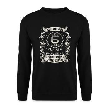 6 Hochzeitstag Seit 6 Jahren Zuckerhochzeit Ehe - Unisex Pullover - Schwarz - Vorne - Alina (178cm) & Michal (187cm)