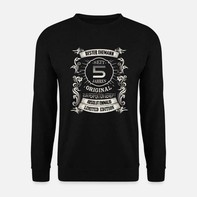 Seit 5 Jahren Hochzeitstag Hölzerne Hochzeit Ehe - Unisex Pullover - Schwarz