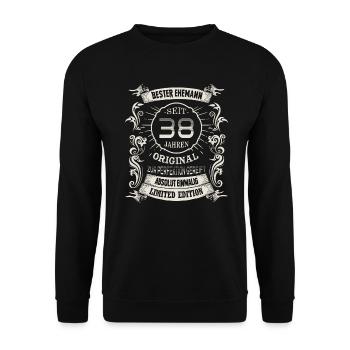 38 Hochzeitstag Seit 38 Jahren Feuerhochzeit Ehe - Unisex Pullover - Schwarz - Vorne - Alina (178cm) & Michal (187cm)