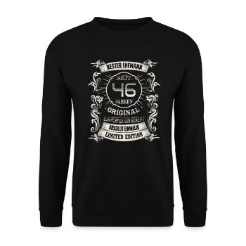 Seit 46 Jahren Hochzeitstag Lavendelhochzeit Ehe - Unisex Pullover - Schwarz - Vorne - Alina (178cm) & Michal (187cm)