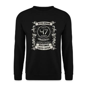 Seit 47 Jahren Hochzeitstag Kaschmirhochzeit Ehe - Unisex Pullover - Schwarz - Vorne - Alina (178cm) & Michal (187cm)