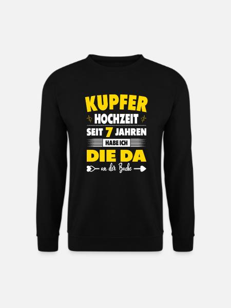 7 Hochzeitstag Paare 7 Jahre Ehe Kupferhochzeit - Unisex Pullover - Schwarz