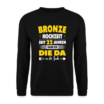 22. Hochzeitstag 22 Jahre Ehe Bronzehochzeit - Unisex Pullover - Schwarz - Vorne - Alina (178cm) & Michal (187cm)