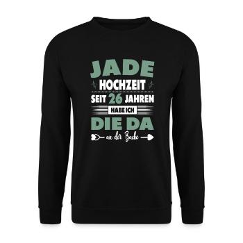 26 Hochzeitstag Paare 26 Jahre Ehe Jadehochzeit - Unisex Pullover - Schwarz - Vorne - Alina (178cm) & Michal (187cm)