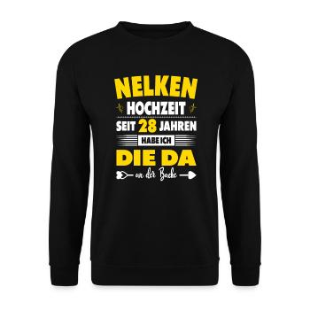 28 Hochzeitstag Paare 28 Jahre Ehe Nelkenhochzeit - Unisex Pullover - Schwarz - Vorne - Alina (178cm) & Michal (187cm)