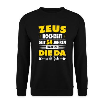54 Hochzeitstag Paare 54 Jahre Ehe Zeushochzeit - Unisex Pullover - Schwarz - Vorne - Alina (178cm) & Michal (187cm)