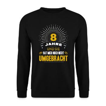 8 Hochzeitstag Mann 8 Jahre Ehe Blecherne Hochzeit - Unisex Pullover - Schwarz - Vorne - Alina (178cm) & Michal (187cm)