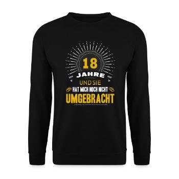 18 Hochzeitstag Mann 18 Jahre Ehe Türkishochzeit - Unisex Pullover - Schwarz - Vorne - Alina (178cm) & Michal (187cm)