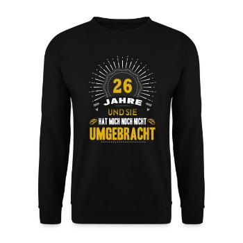 26 Hochzeitstag Mann 26 Jahre Ehe Jadehochzeit - Unisex Pullover - Schwarz - Vorne - Alina (178cm) & Michal (187cm)