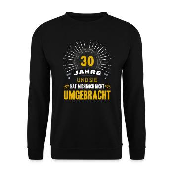 30 Hochzeitstag Mann 30 Jahre Ehe Perlenhochzeit - Unisex Pullover - Schwarz - Vorne - Alina (178cm) & Michal (187cm)