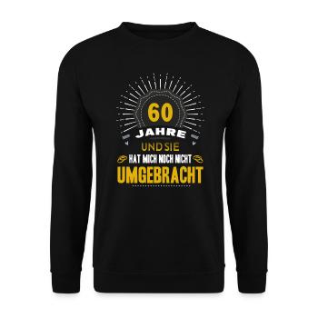 60 Jahre Ehe Hochzeitstag Mann Diamantene Hochzeit - Unisex Pullover - Schwarz - Vorne - Alina (178cm) & Michal (187cm)