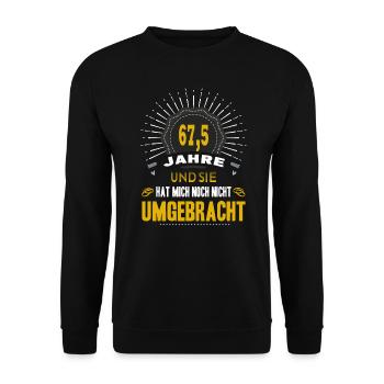 67,5 Jahre Ehe Ehemann Paare Steinerne Hochzeit - Unisex Pullover - Schwarz - Vorne - Alina (178cm) & Michal (187cm)