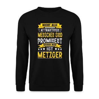 Nicht Alle Menschen Sind Prominent Metzger - Unisex Pullover - Schwarz - Vorne - Alina (178cm) & Michal (187cm)