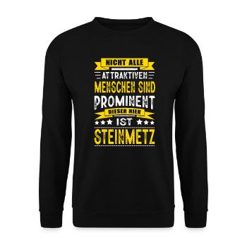 Nicht Alle Menschen Sind Prominent Steinmetz - Unisex Pullover - Schwarz - Vorne - Alina (178cm) & Michal (187cm)