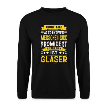 Nicht Alle Menschen Sind Prominent Glaser - Unisex Pullover - Schwarz - Vorne - Alina (178cm) & Michal (187cm)