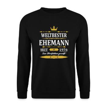 Weltbester Ehemann Seit 1976 Vintage Hochzeitstag - Unisex Pullover - Schwarz - Vorne - Alina (178cm) & Michal (187cm)