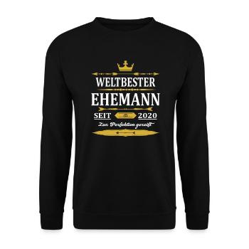 Weltbester Ehemann Seit 2020 Vintage Hochzeitstag - Unisex Pullover - Schwarz - Vorne - Alina (178cm) & Michal (187cm)