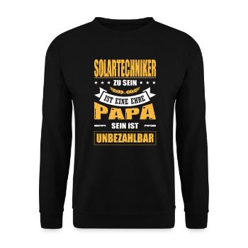 Solartechniker Sein Eine Ehre Papa Unbezahlbar - Unisex Pullover - Schwarz - Vorne - Alina (178cm) & Michal (187cm)
