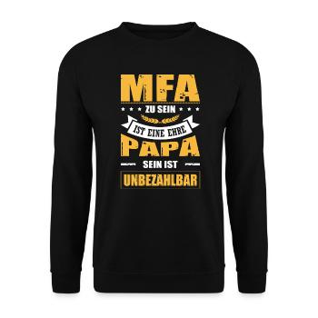 MFA Zu Sein Ist Eine Ehre Papa Sein Unbezahlbar - Unisex Pullover - Schwarz - Vorne - Alina (178cm) & Michal (187cm)