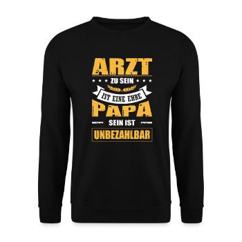 Arzt Zu Sein Ist Eine Ehre Papa Sein Unbezahlbar - Unisex Pullover - Schwarz - Vorne - Alina (178cm) & Michal (187cm)