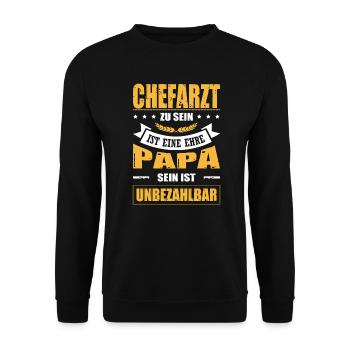 Chefarzt Zu Sein Eine Ehre Papa Sein Unbezahlbar - Unisex Pullover - Schwarz - Vorne - Alina (178cm) & Michal (187cm)