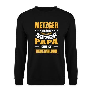 Metzger Zu Sein Eine Ehre Papa Sein Unbezahlbar - Unisex Pullover - Schwarz - Vorne - Alina (178cm) & Michal (187cm)