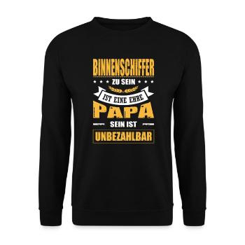 Binnenschiffer Sein Eine Ehre Papa Unbezahlbar - Unisex Pullover - Schwarz - Vorne - Alina (178cm) & Michal (187cm)
