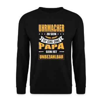 Uhrmacher Zu Sein Eine Ehre Papa Sein Unbezahlbar - Unisex Pullover - Schwarz - Vorne - Alina (178cm) & Michal (187cm)