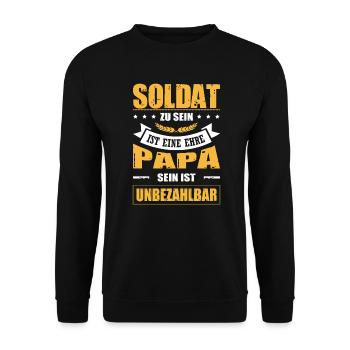 Soldat Zu Sein Ist Eine Ehre Papa Sein Unbezahlbar - Unisex Pullover - Schwarz - Vorne - Alina (178cm) & Michal (187cm)