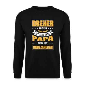 Dreher Zu Sein Ist Eine Ehre Papa Sein Unbezahlbar - Unisex Pullover - Schwarz - Vorne - Alina (178cm) & Michal (187cm)