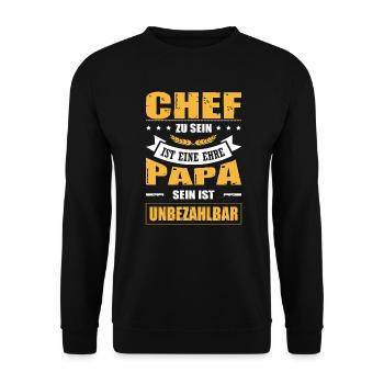 Chef Zu Sein Ist Eine Ehre Papa Sein Unbezahlbar - Unisex Pullover - Schwarz - Vorne - Alina (178cm) & Michal (187cm)