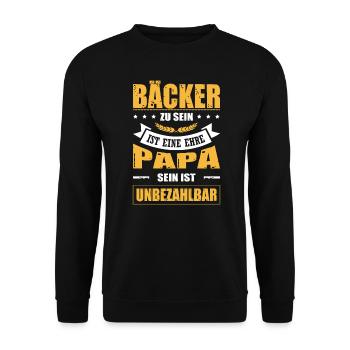 Bäcker Zu Sein Ist Eine Ehre Papa Sein Unbezahlbar - Unisex Pullover - Schwarz - Vorne - Alina (178cm) & Michal (187cm)