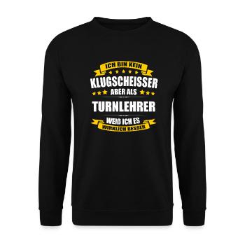 Ich Bin Kein Klugscheisser Turnlehrer Lehrer - Unisex Pullover - Schwarz - Vorne - Alina (178cm) & Michal (187cm)