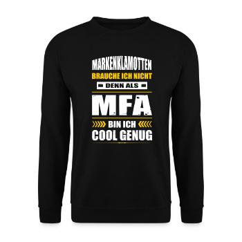 Markenklamotten Brauche Ich Nicht MFA Abschluss - Unisex Pullover - Schwarz - Vorne - Alina (178cm) & Michal (187cm)