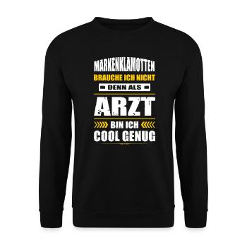 Markenklamotten Brauche Ich Nicht Arzt Abschluss - Unisex Pullover - Schwarz - Vorne - Alina (178cm) & Michal (187cm)