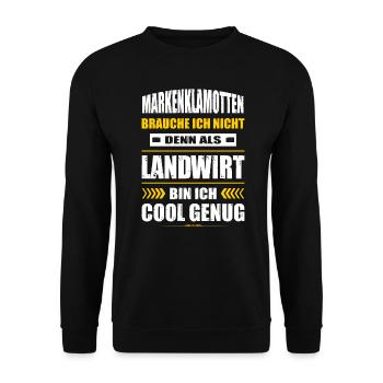 Markenklamotten Brauche Ich Nicht Landwirt Traktor - Unisex Pullover - Schwarz - Vorne - Alina (178cm) & Michal (187cm)