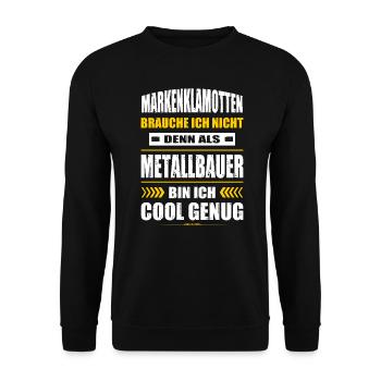 Markenklamotten Brauche Ich Nicht Metallbauer - Unisex Pullover - Schwarz - Vorne - Alina (178cm) & Michal (187cm)