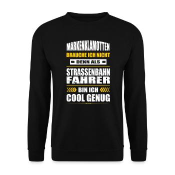 Strassenbahnfahrer Zug Zugführer Lokführer - Unisex Pullover - Schwarz - Vorne - Alina (178cm) & Michal (187cm)