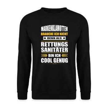 Rettungssanitäter Sanitäter Spruch Sani Arzt - Unisex Pullover - Schwarz - Vorne - Alina (178cm) & Michal (187cm)