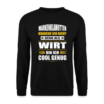 Markenklamotten Brauche Ich Nicht Wirt Gastwirt - Unisex Pullover - Schwarz - Vorne - Alina (178cm) & Michal (187cm)