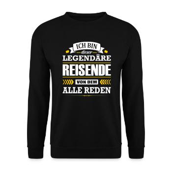 Dieser Legendäre Reisende Von Dem Alle Reden - Unisex Pullover - Schwarz - Vorne - Alina (178cm) & Michal (187cm)